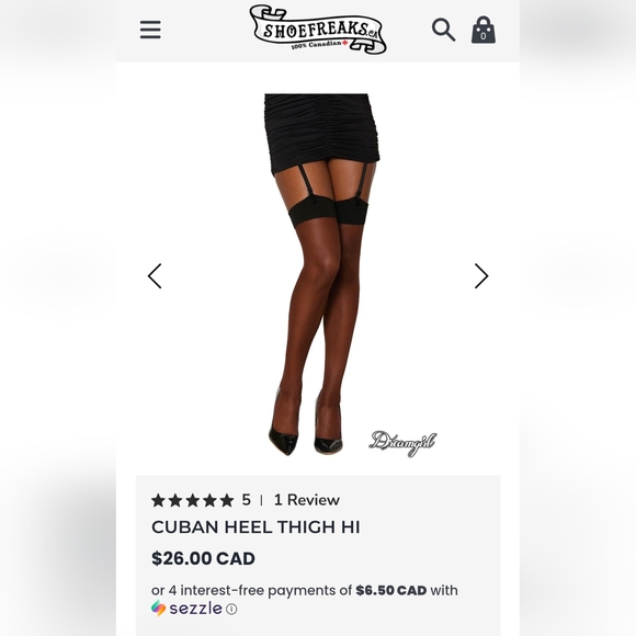 Cuban Heel Thigh Hi stockings in Black One Size - Picture 3 of 3